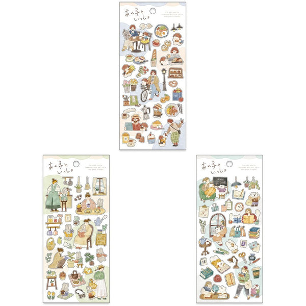 Mind Wave Sticker Sheet Set of 3 - Girl's Life With Animals