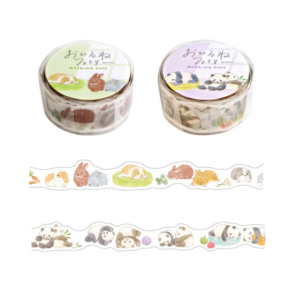 Mind Wave 18mm Washi Tape Set of 2 - Die-cut Napping Rabbit & Panda