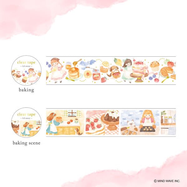 Mind Wave 30mm Clear Tape Set of 2 - Lil Story Baking & Baking Scene | papermindstationery.com