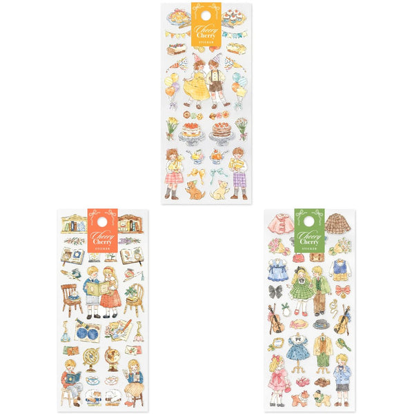 Mind Wave Sticker Sheet Set of 3 - Cheery Cherry Birthday, Dress Up & Room
