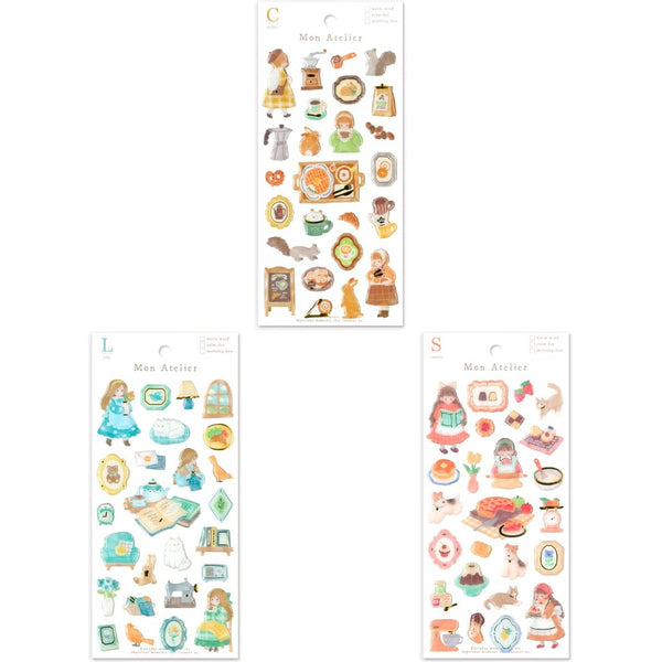 Mind Wave Sticker Sheet Set of 3 - Mon Atelier Girl Coffee, Life & Sweets