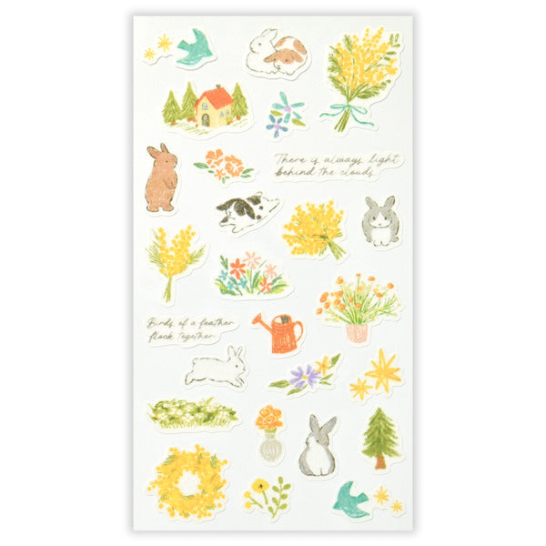 NB Co. Sticker Sheet Set of 4 - Deco Time Bird, Rabbit, Cat & Forest Animals