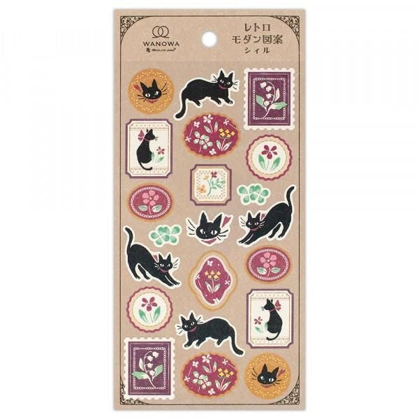 NB Japanese-style Sticker Large WANOWA - Black Cat (1354141) (Pack of 10) | papermindstationery.com