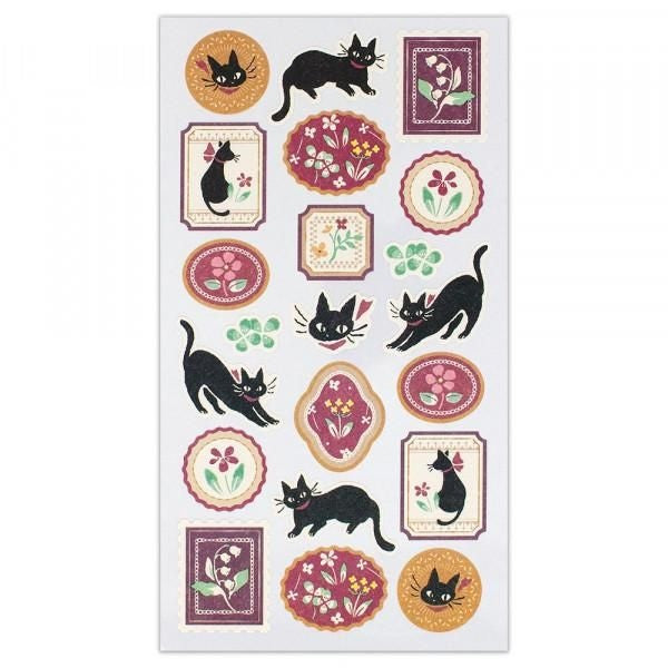 NB Japanese-style Sticker Large WANOWA - Black Cat (1354141) (Pack of 10) | papermindstationery.com