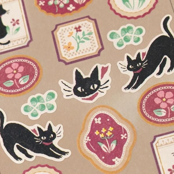 NB Japanese-style Sticker Large WANOWA - Black Cat (1354141) (Pack of 10) | papermindstationery.com