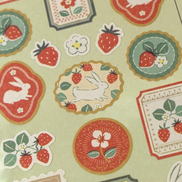 NB Japanese-style Sticker Large WANOWA - Strawberry Rabbit (1354143) (Pack of 10) | papermindstationery.com