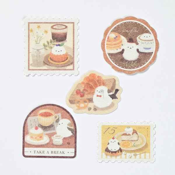 NB Co. Flake Stickers Set of 4 - Mattari Animals Relaxing Day | papermindstationery.com