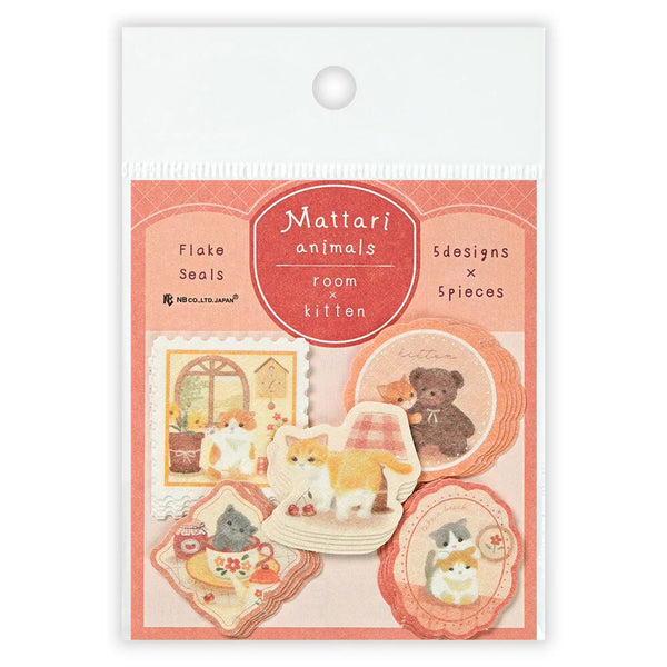 NB Co. Flake Stickers Set of 4 - Mattari Animals Relaxing Day | papermindstationery.com