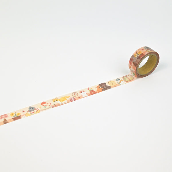 NB Co. 15mm Washi Tape Set of 2 - Long-tailed Tit Bird & Kitten