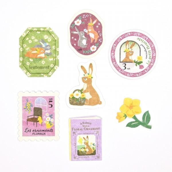 NB Flake Sticker RESSA - Flower-Adorned Rabbit (4864102) (Pack of 5) | papermindstationery.com