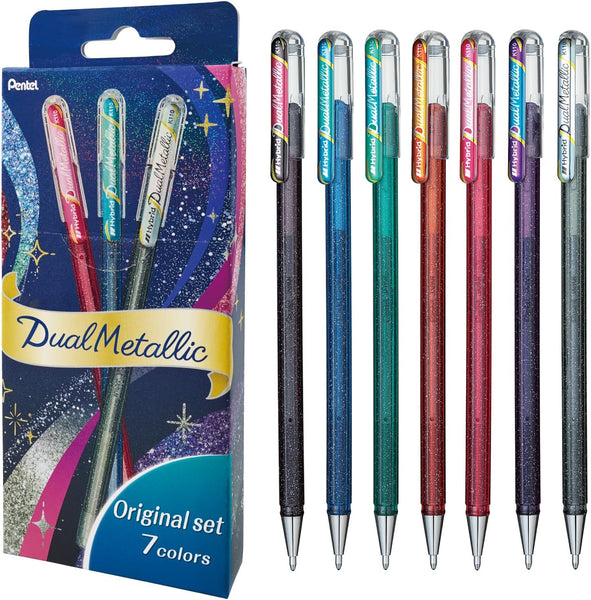 Pentel DualMetallic Glitter-ink Ballpoint Pens Set of 7 Original Colors (Pack of 5) | papermindstationery.com