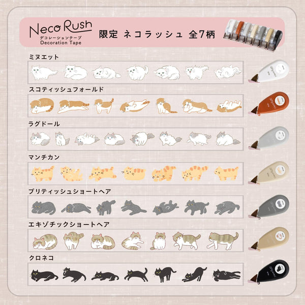 PLUS Deco Rush Decorative Tape Cat Display Box Set of 35 JP 91566 | papermindstationery.com