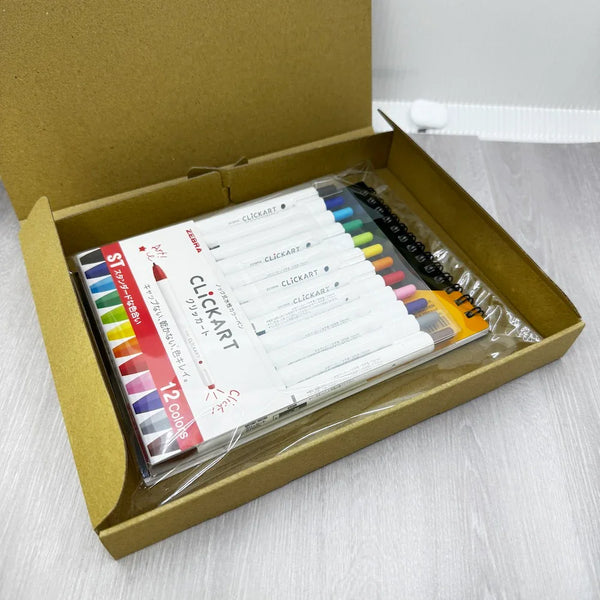 Zebra Clickart Marker Pen Set (Standard Colors) Plus a FREE Maruman Sketchbook | papermindstationery.com
