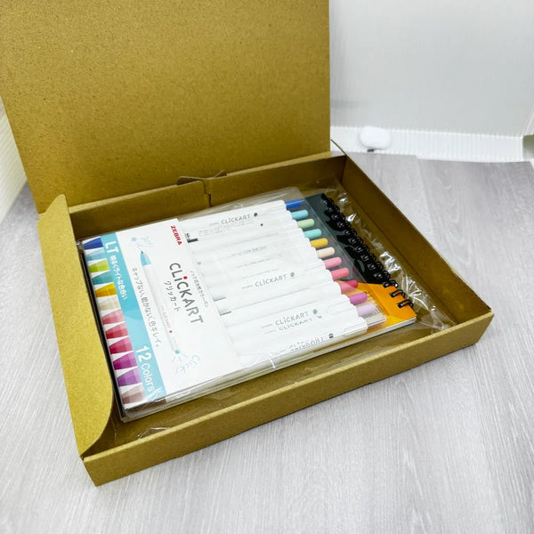 Zebra Clickart Marker Pen Set (Light Colors) Plus a FREE Maruman Sketchbook | papermindstationery.com