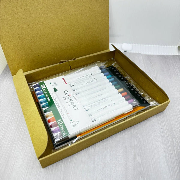 Zebra Clickart Marker Pen Set (Dark Colors) & Plus a FREE Maruman Sketchbook | papermindstationery.com