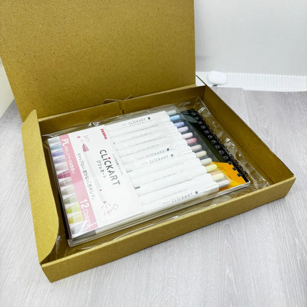 Zebra Clickart Marker Pen Set (Pastel Light Colors) Plus a FREE Maruman Sketchbook | papermindstationery.com