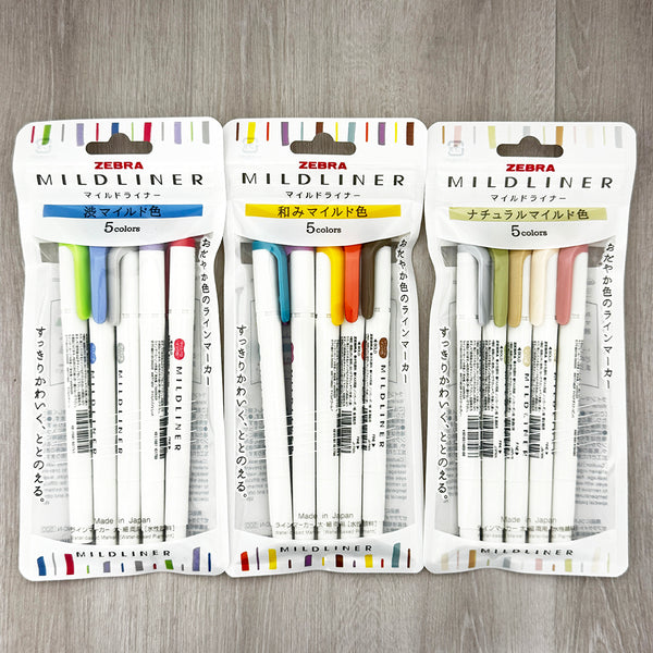 Zebra Mildliner Double-Sided Highlighter 5 Color Set x 3 Sets A (Plus a FREE pouch bag as gift)