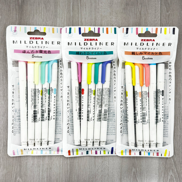 Zebra Mildliner Double-Sided Highlighter 5 Color Set x 3 Sets B (Plus a FREE pouch bag as gift)