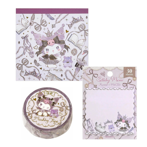 Sanrio Character Stationery Set Kuromi (Memo pad, Sticky Note &amp; Washi Tape) PSS-SET0018