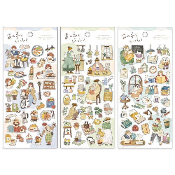 Mind Wave Sticker Sheet Set of 3 - Girl's Life With Animals