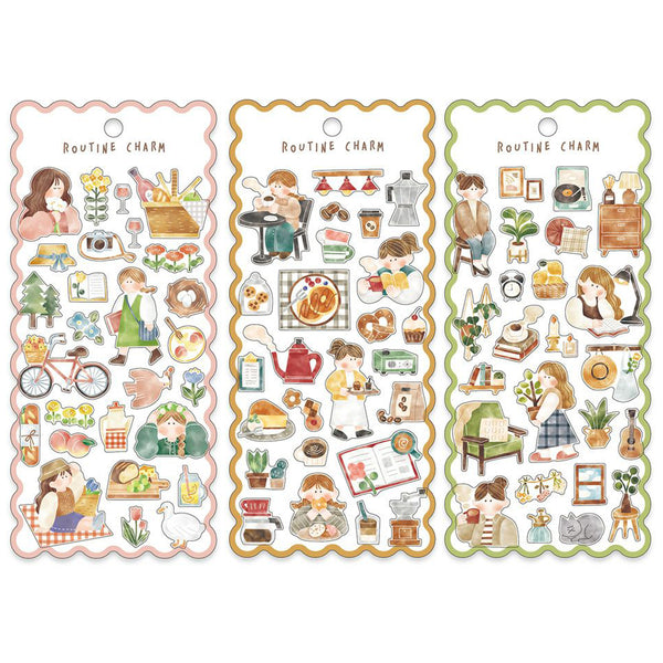 Mind Wave Sticker Sheet Set of 3 - Routine Charm Picnic, Cafe & Home PSS-SET0027