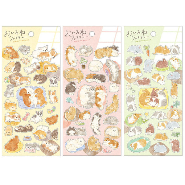 Mind Wave Sticker Sheet Set of 3 - Napping Puppy, Cat & Rabbit