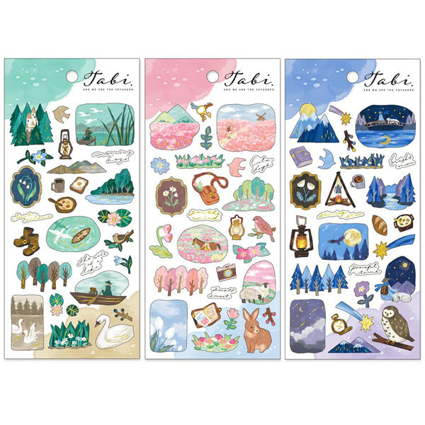 Mind Wave Sticker Sheet Set of 3 - Nature Countryside Blue Green, Pink &amp; Blue PSS-SET0032