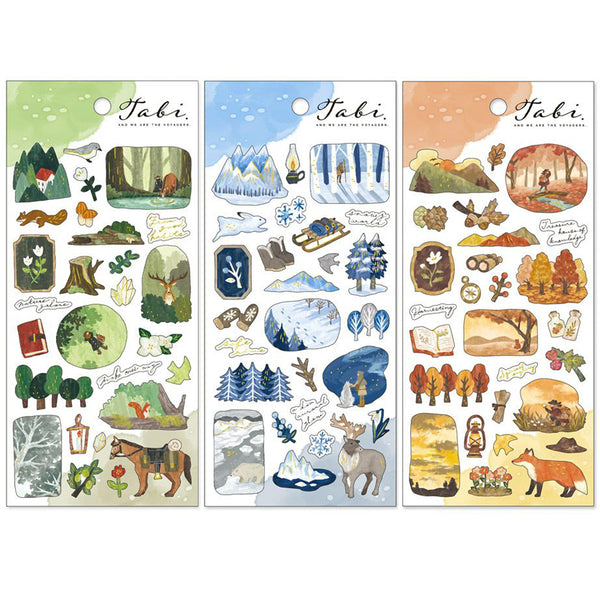 Mind Wave Sticker Sheet Set of 3 - Nature Countryside Green, White & Brown