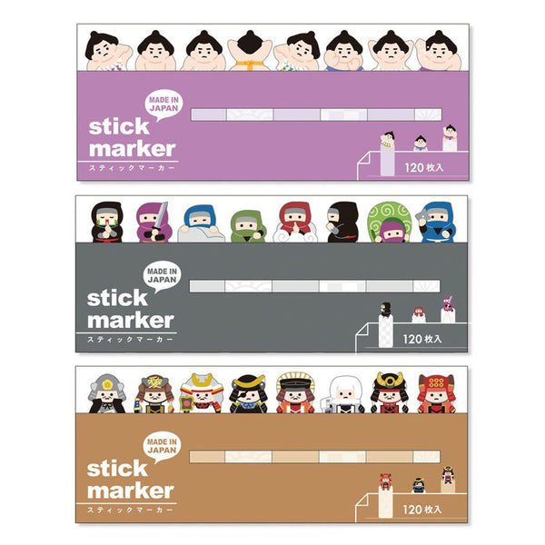 Mind Wave Sticky Note Page Marker Set of 3 - Sumo, Ninja & Samurai