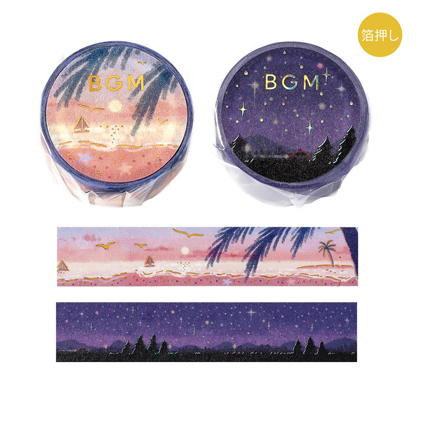 BGM 20mm Washi Tapes Set of 2 - Dream Scenery Coast & Starry Sky