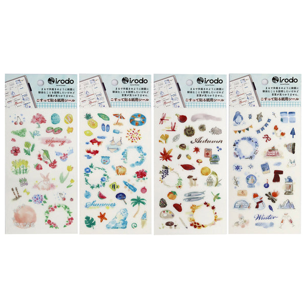 Irodo Paper Transfer Sticker Sheet Set of 4 - Four Seasons Spring, Summer, Autumn & Winter