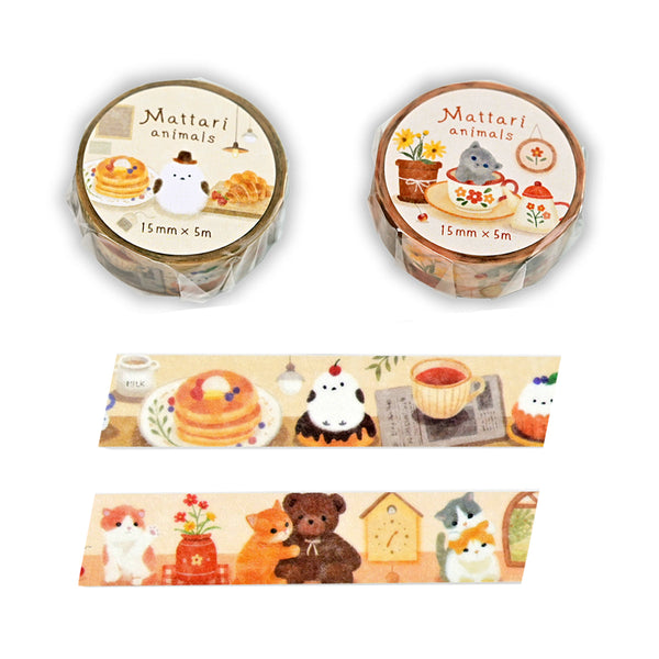 NB Co. 15mm Washi Tape Set of 2 - Long-tailed Tit Bird & Kitten