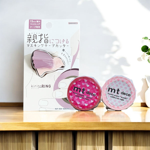 Sunstar Stationery Kirito Ring 15mm Tape Cutter & MT Washi Tapes Set - Pink Color Theme