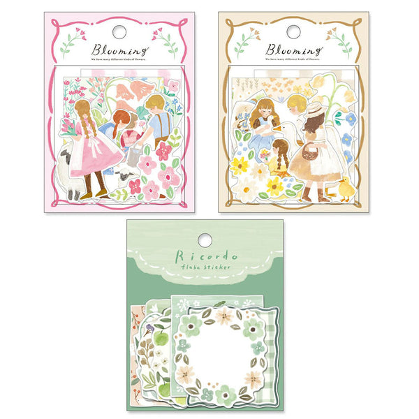 Mind Wave Flake Stickers Set - Blooming Pink and Beige & Ricordo Green Frames