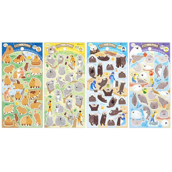 NB Co. Sticker Sheet Set of 4 - Zoo Animals Capybara, Koala, Sea Otter & Seal | papermindstationery.com
