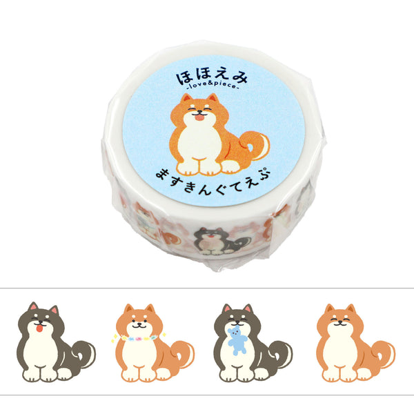 World Craft 15mm Washi Tape Smiling Shiba Dog HMT-006 (Pack of 4)