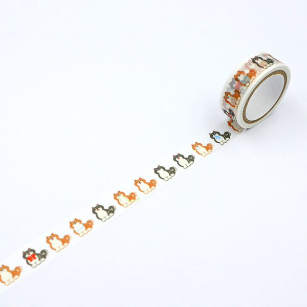World Craft 15mm Washi Tape Smiling Shiba Dog HMT-006 (Pack of 4) | papermindstationery.com