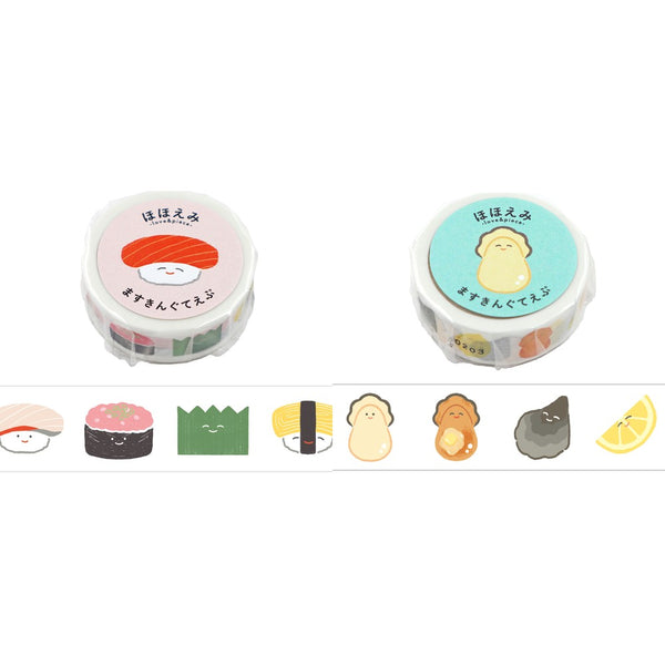 World Craft 15mm Washi Tape Set of 2 - Smiling Sushi & Oyster