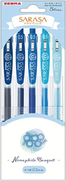 Zebra Sarasa Clip 0.5mm Gel Ballpen 5 Color Bouquet Set - Nemophila JJ15-NP-5C | papermindstationery.com