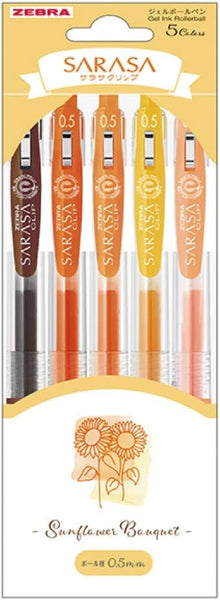 Zebra Sarasa Clip 0.5mm 5 Color Bouquet Set - Sunflower JJ15-SF-5C