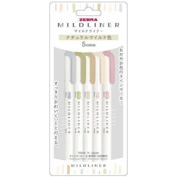 Zebra Mildliner Double-Sided Highlighter 5 Color Set - Cool & Refined WKT7-5C-NC-N