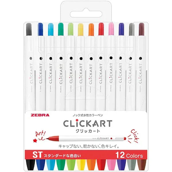Zebra Clickart Marker Pen Set (Standard Colors) Plus a FREE Maruman Sketchbook | papermindstationery.com