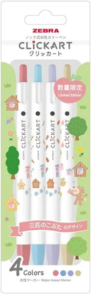 Zebra Clickart Limited Story Book Series Marker Pen 4 Color Set - The Three Little Pigs WYSS22-EH-4CB | papermindstationery.com