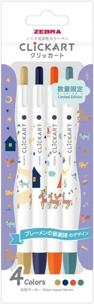 Zebra Clickart Limited Story Book Series Marker Pen 4 Color Set - The Bremen Town Musicians WYSS22-EH-4CC | papermindstationery.com