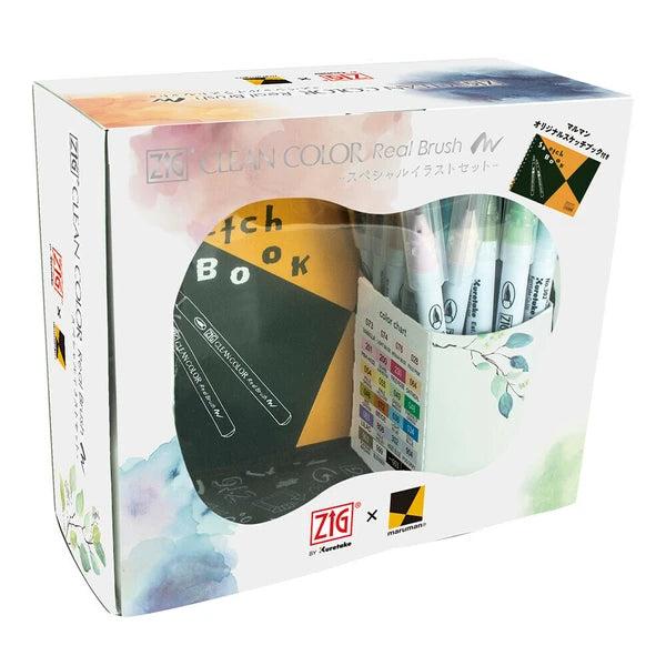 Kuretake Real Brush Special Illustration Set with 22 Colors and Pouch RBCN161/25V