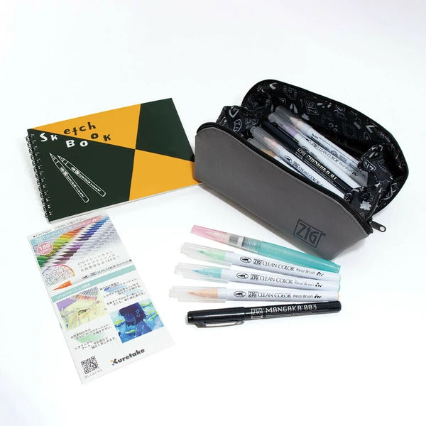 Kuretake Real Brush Special Illustration Set with 22 Colors and Pouch RBCN161/25V