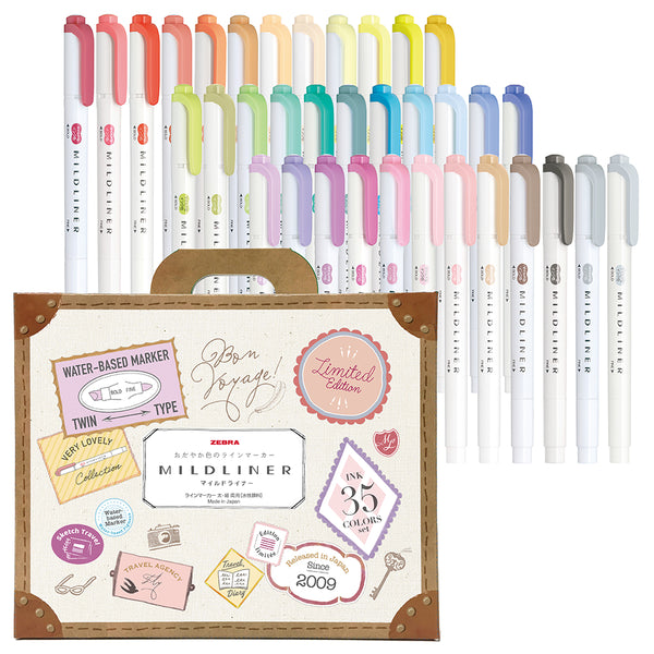 Zebra Mildliner Highlighter Marker Pen Limited Edition 35 Color Set (Pack of 1) | papermindstationery.com