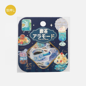 BGM Washi Sticker Flake SEAL Foil Stamping - Cafe a la mode Blue | papermindstationery.com