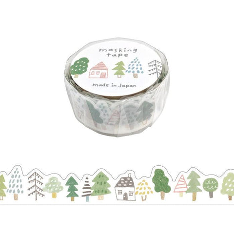 Mind Wave Washi Tape 18mm Die Cut Masking Tape - Houses & Trees | papermindstationery.com