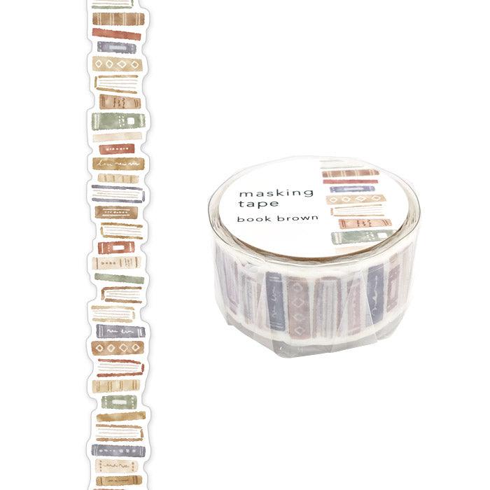 Mind Wave Washi Tape 18mm Die Cut Masking Tape - Book Pile Brown | papermindstationery.com